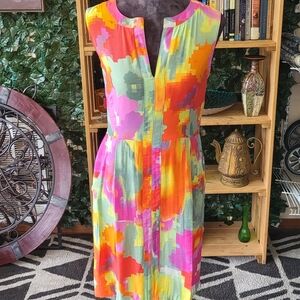 Nine West Orange Yellow Sleeveless Sundress